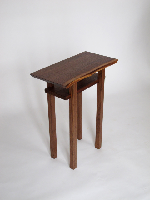 Small narrow end table- walnut, cherry and maple, solid wood accent tables for small spaces- Modern Wood Furniture, handmade in the USA