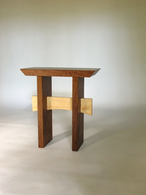 Statement Seat small wood seat handmade from walnut and maple.